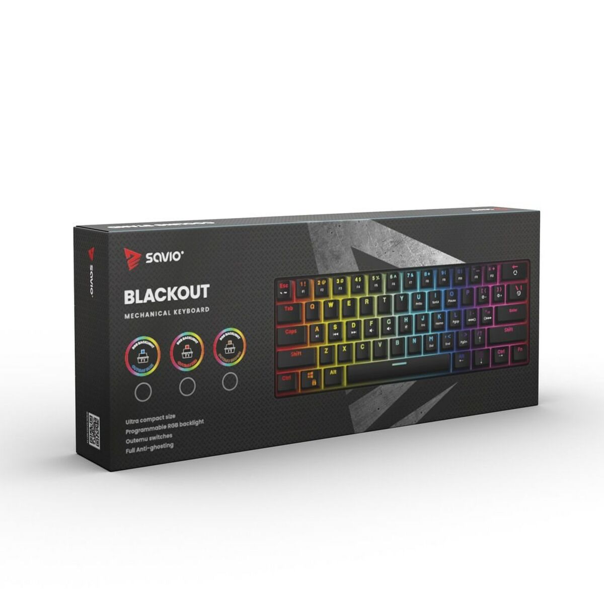Клавиатура Savio BLACKOUT Чёрный Разноцветный Английский QWERTY-7