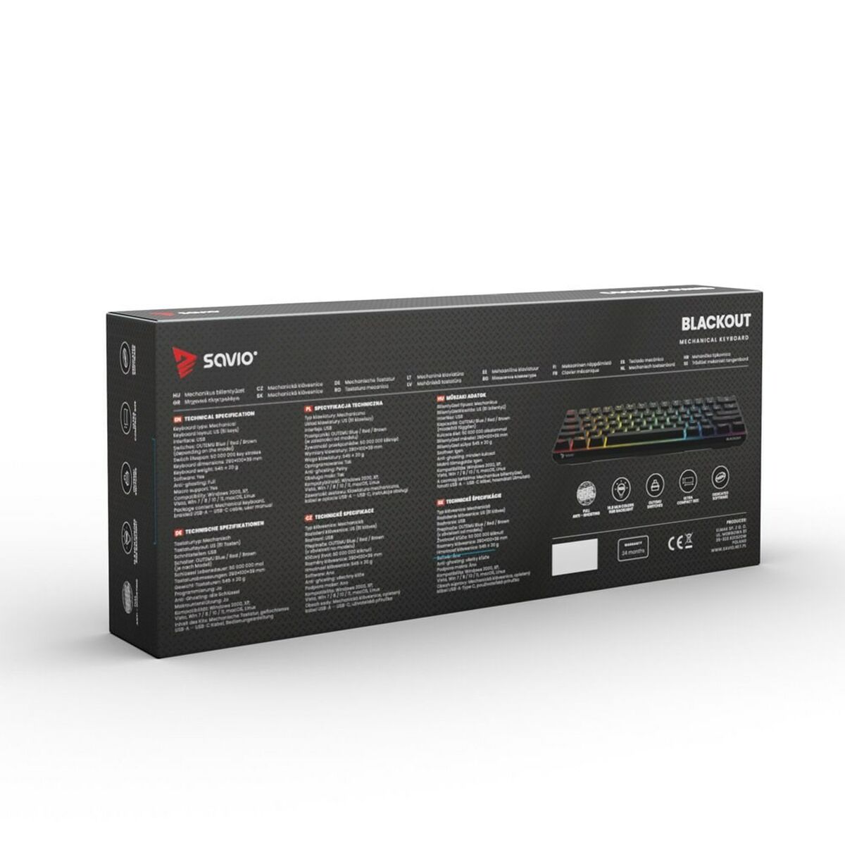 Клавиатура Savio BLACKOUT Чёрный Разноцветный Английский QWERTY-8