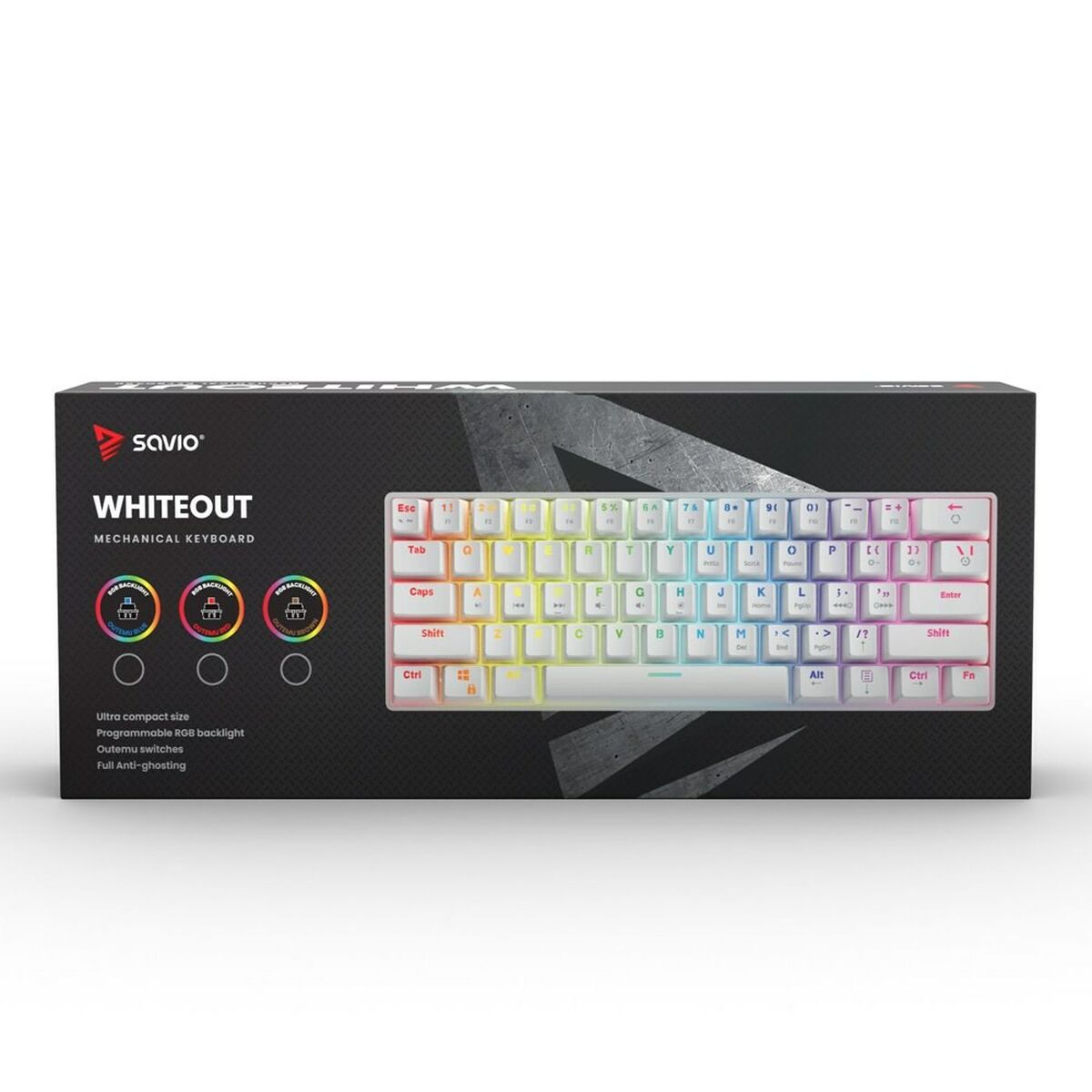 Клавиатура Savio Whiteout Белый Разноцветный Английский QWERTY-6