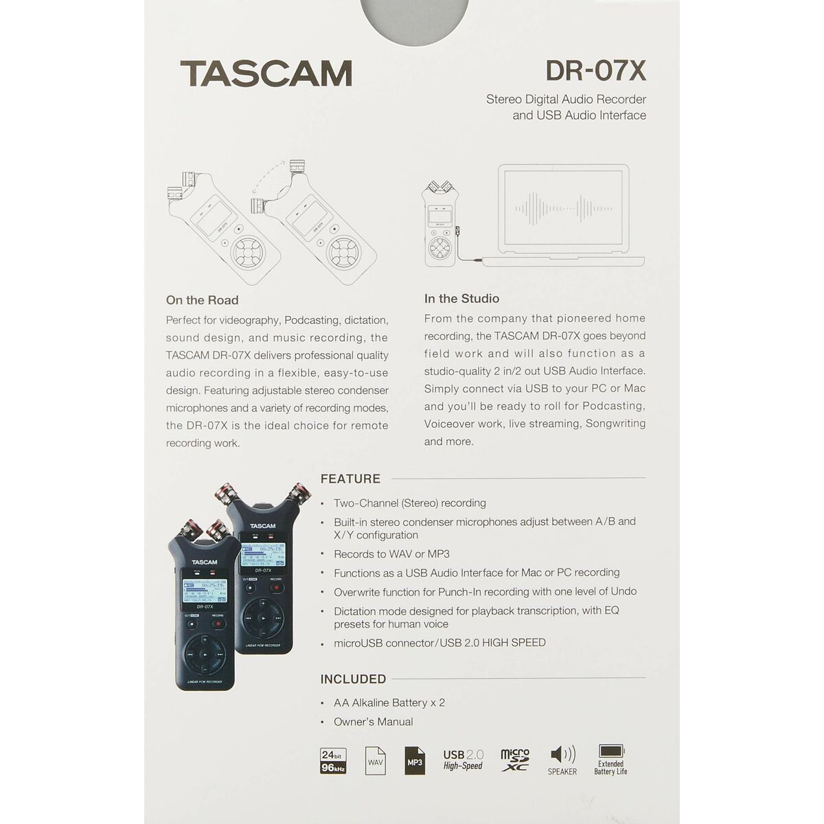 Записывающее устройство Tascam DR-07X Синий Чёрный-2
