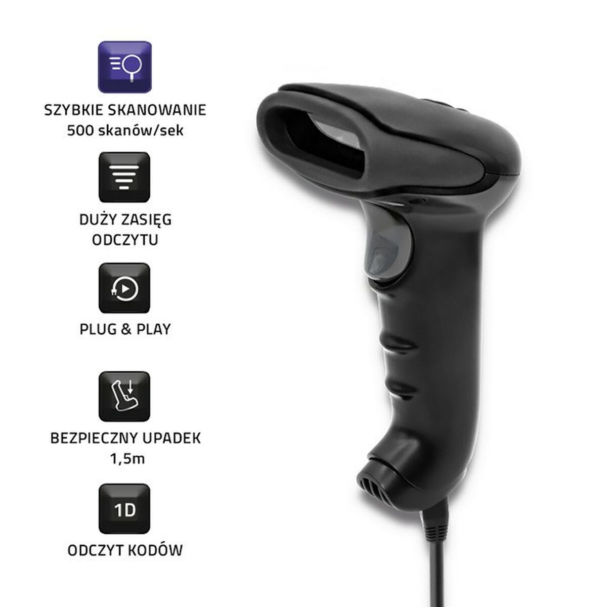 Считывающее устройство для штрих-кодов Qoltec 50866-6
