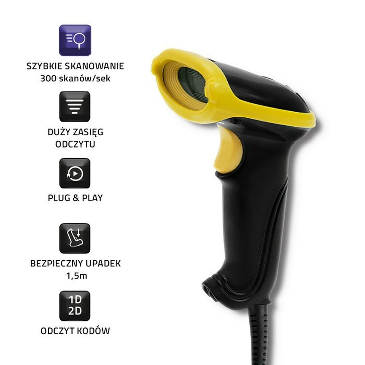 Считывающее устройство для штрих-кодов Qoltec 50867-6