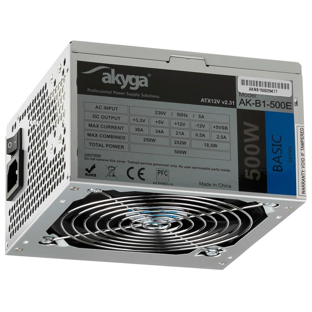 Источник питания Akyga AK-B1-500E 500 W RoHS CE REACH ATX-4