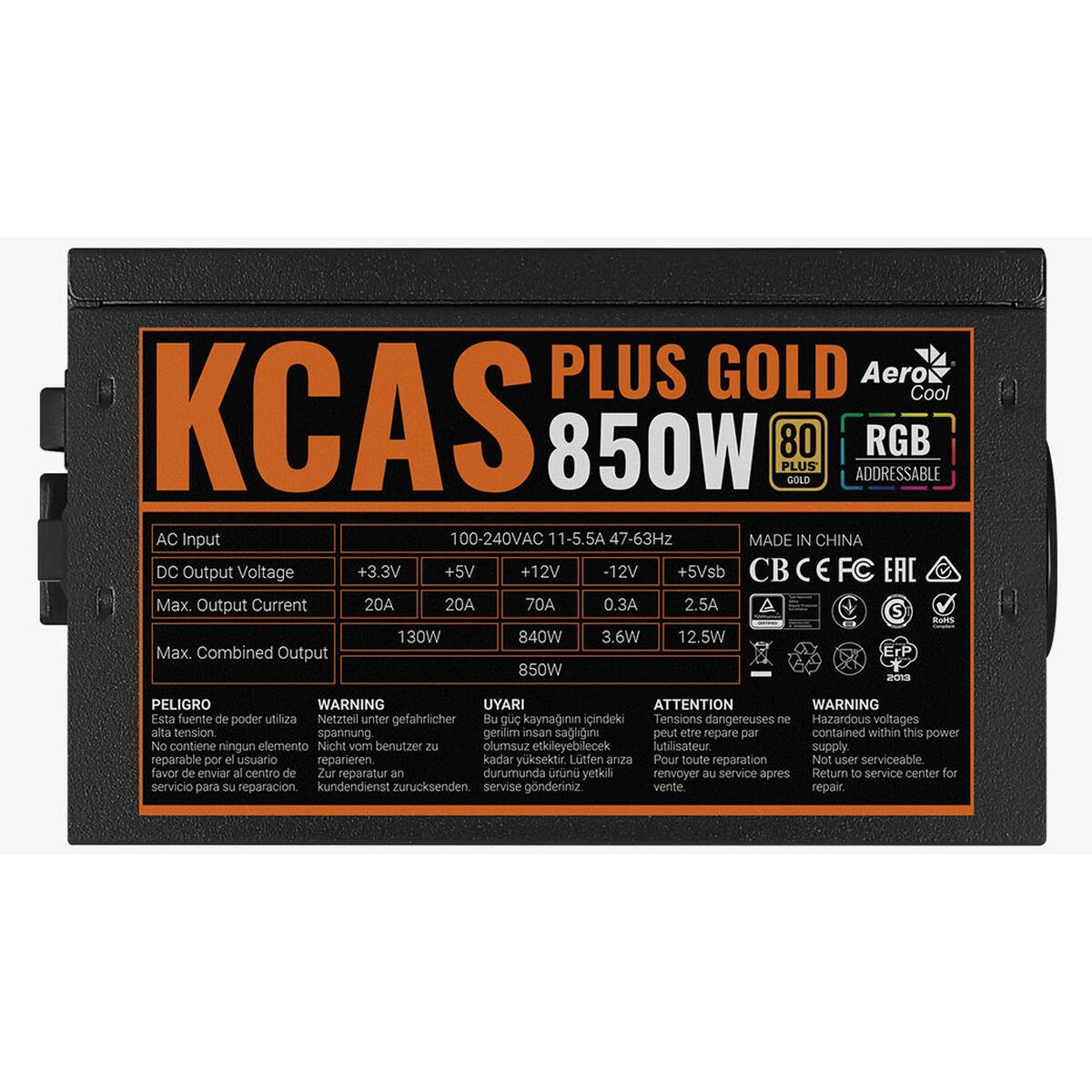 Источник питания Aerocool KCAS PLUS 850 W 80 Plus Gold RoHS-8