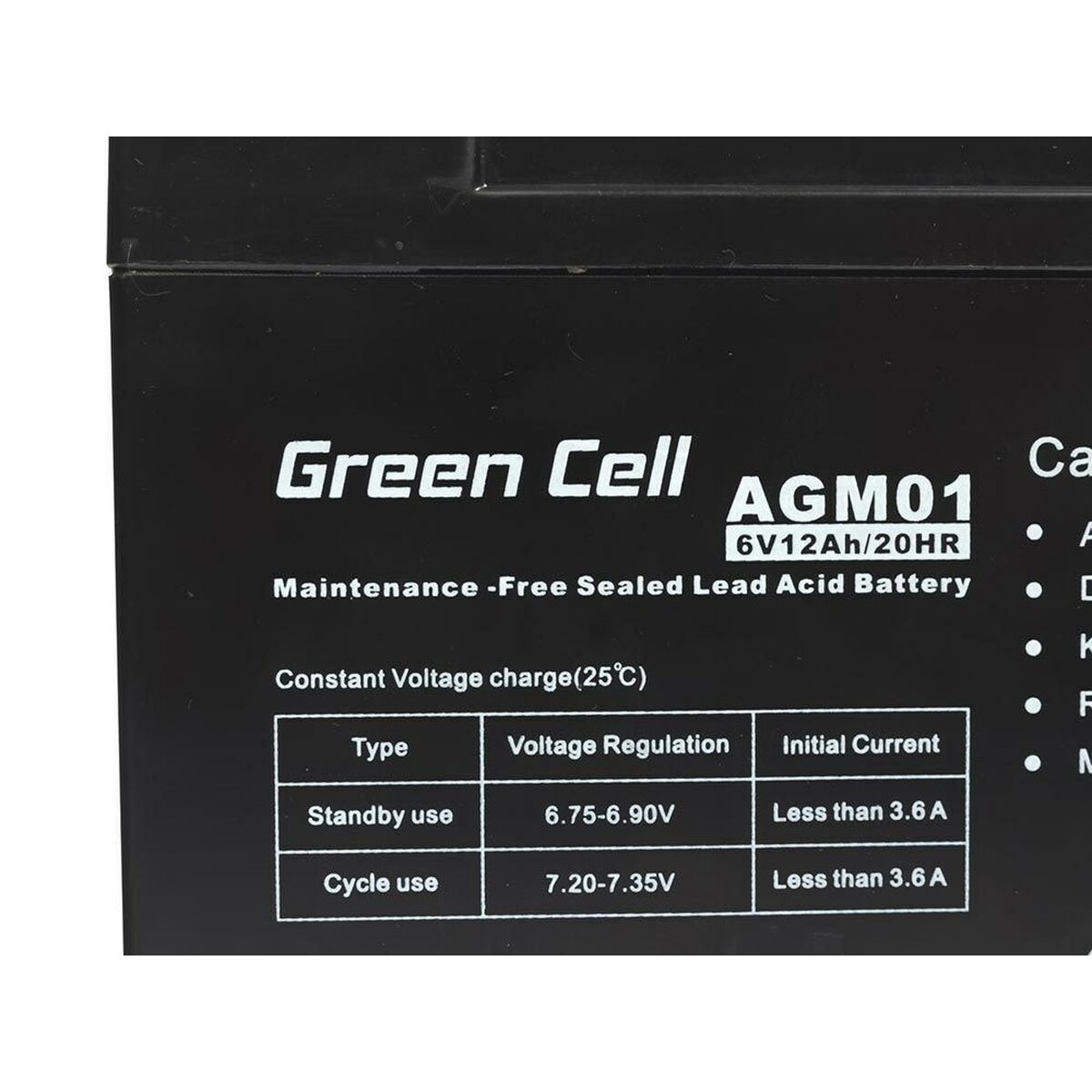 Аккумулятор для Система бесперебойного питания Green Cell AGM01 12 Ah-4