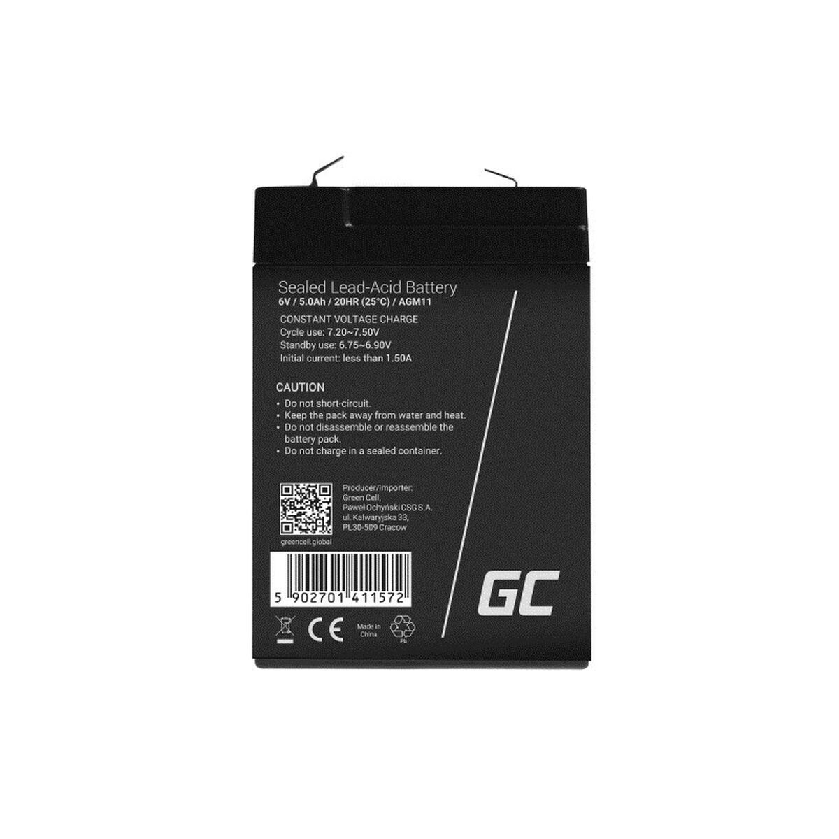 Аккумулятор для Система бесперебойного питания Green Cell AGM11 5 Ah 6 V-5