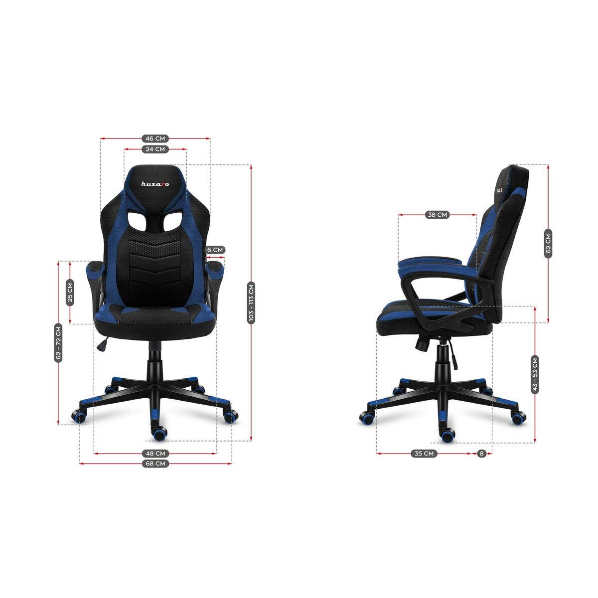 Стул Gaming Huzaro FORCE 2.5 Синий Чёрный-2