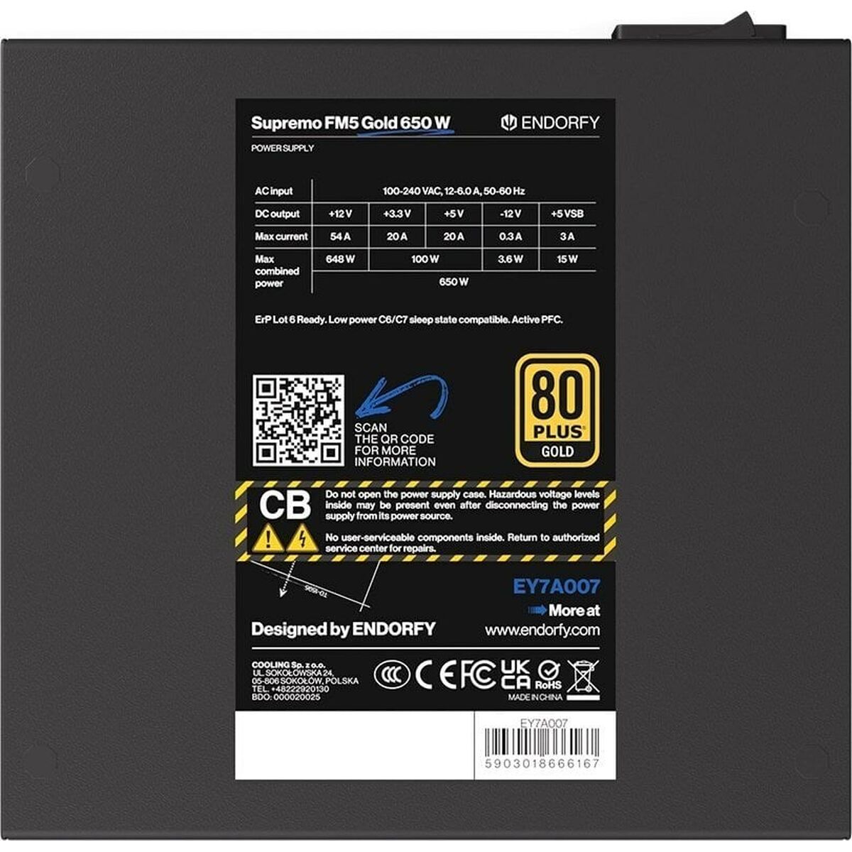 Источник питания Endorfy EY7A007 ATX 650 W 80 Plus Gold-4