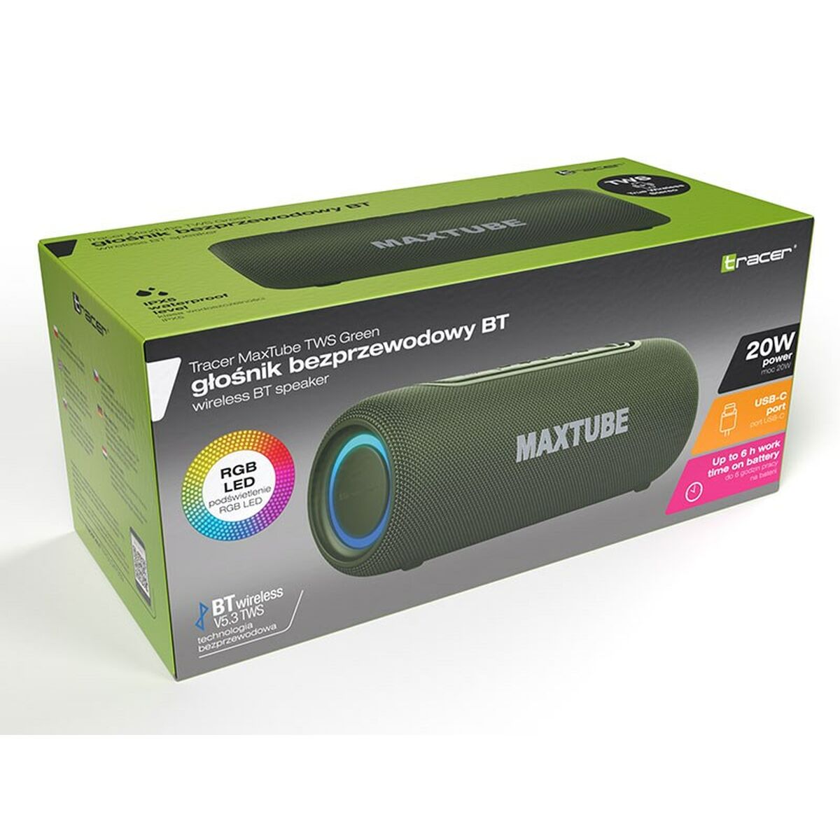 Портативный Bluetooth-динамик Tracer MaxTube Зеленый 20 W-6