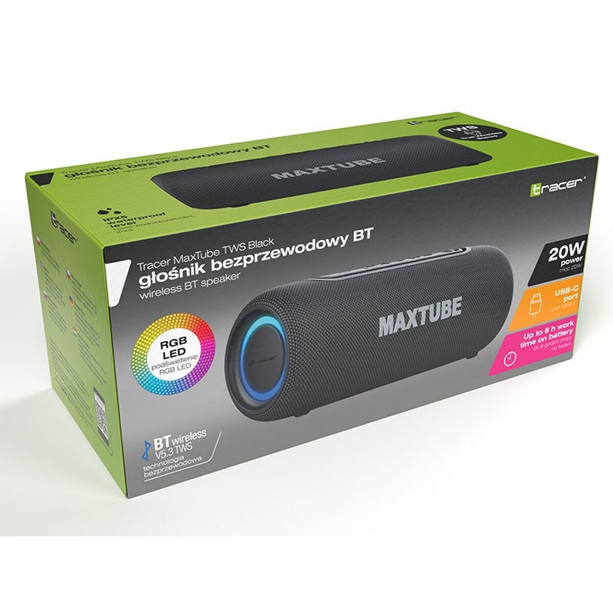 Портативный Bluetooth-динамик Tracer MaxTube Чёрный 20 W-4