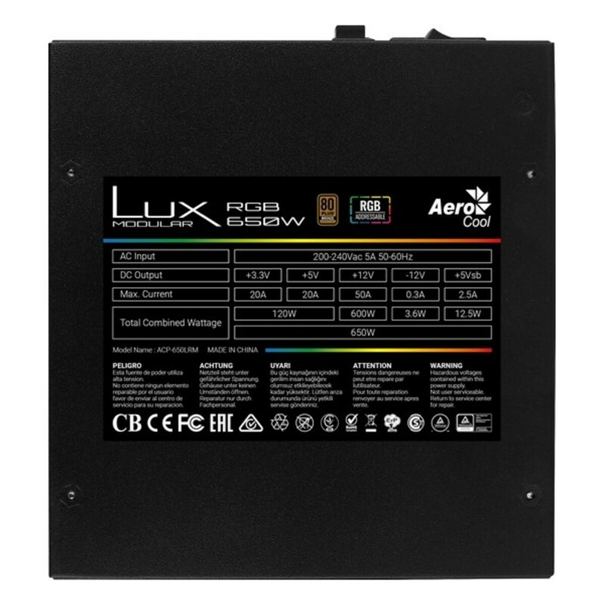 Источник питания Aerocool LUXRGB650M RGB 650W ATX 650 W 80 Plus Bronze-4
