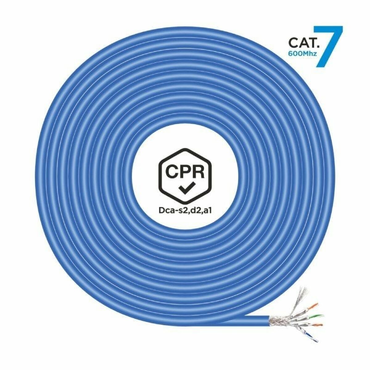Hard network cable FTP cat. 7 Aisens AWG23 Blue 100 m-3