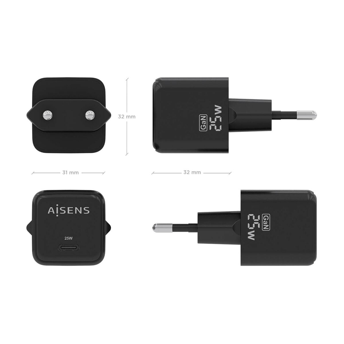 Network charger Aisens ASCH-25W1P013-BK 25 W Black (1 piece)-3