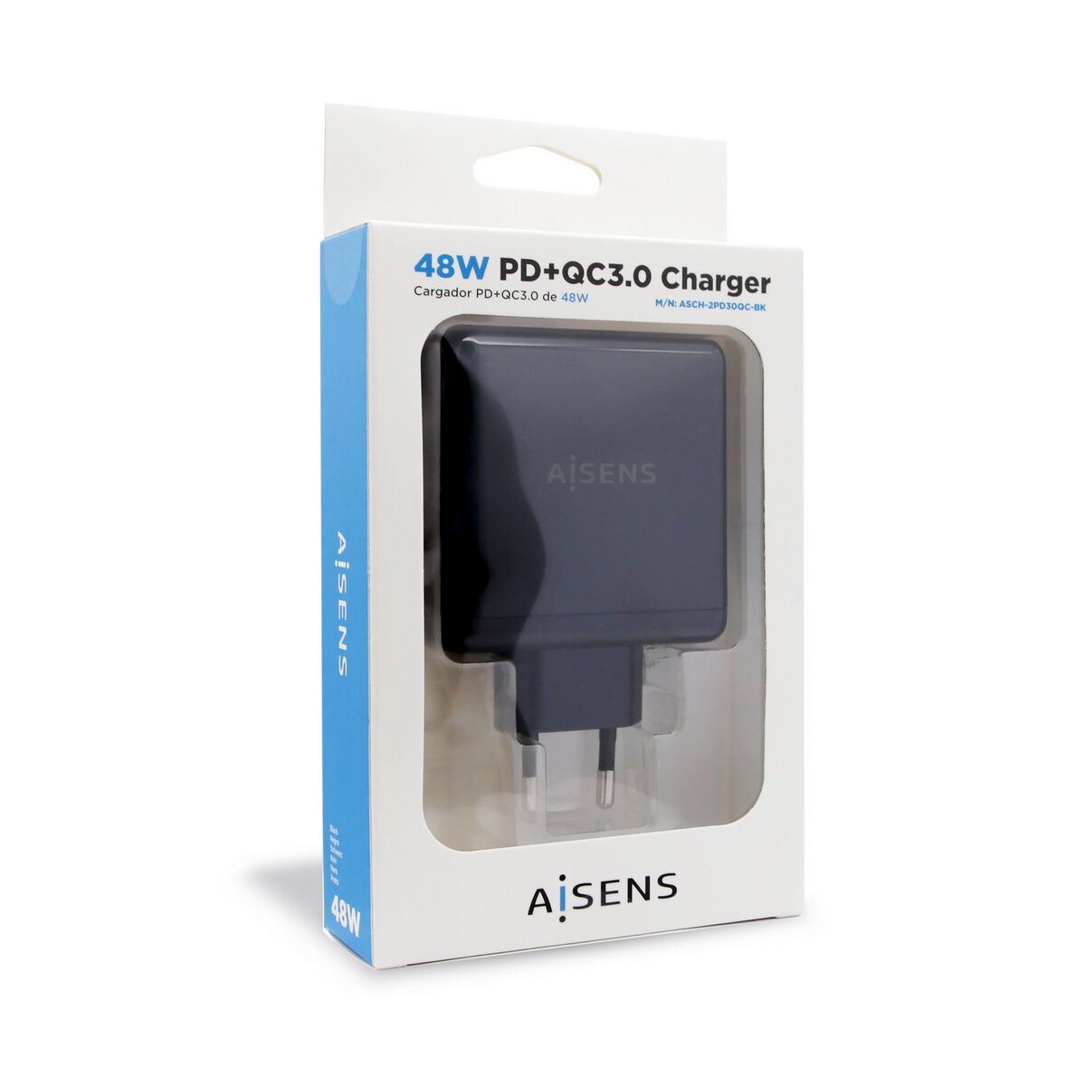 Car charger with USB ports Aisens ASCH-2PD30QC-BK Black 48 W USB-C (1 piece)-2