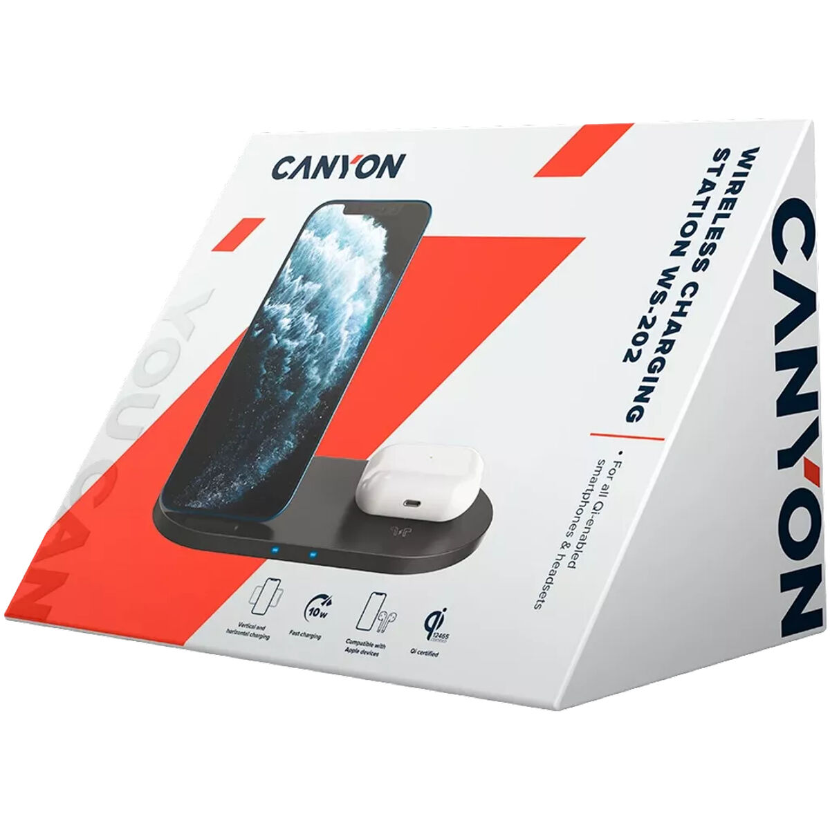 Беспроводной зарядное устройство Qi с USB-портами Canyon CNS-WCS202 Чёрный-3