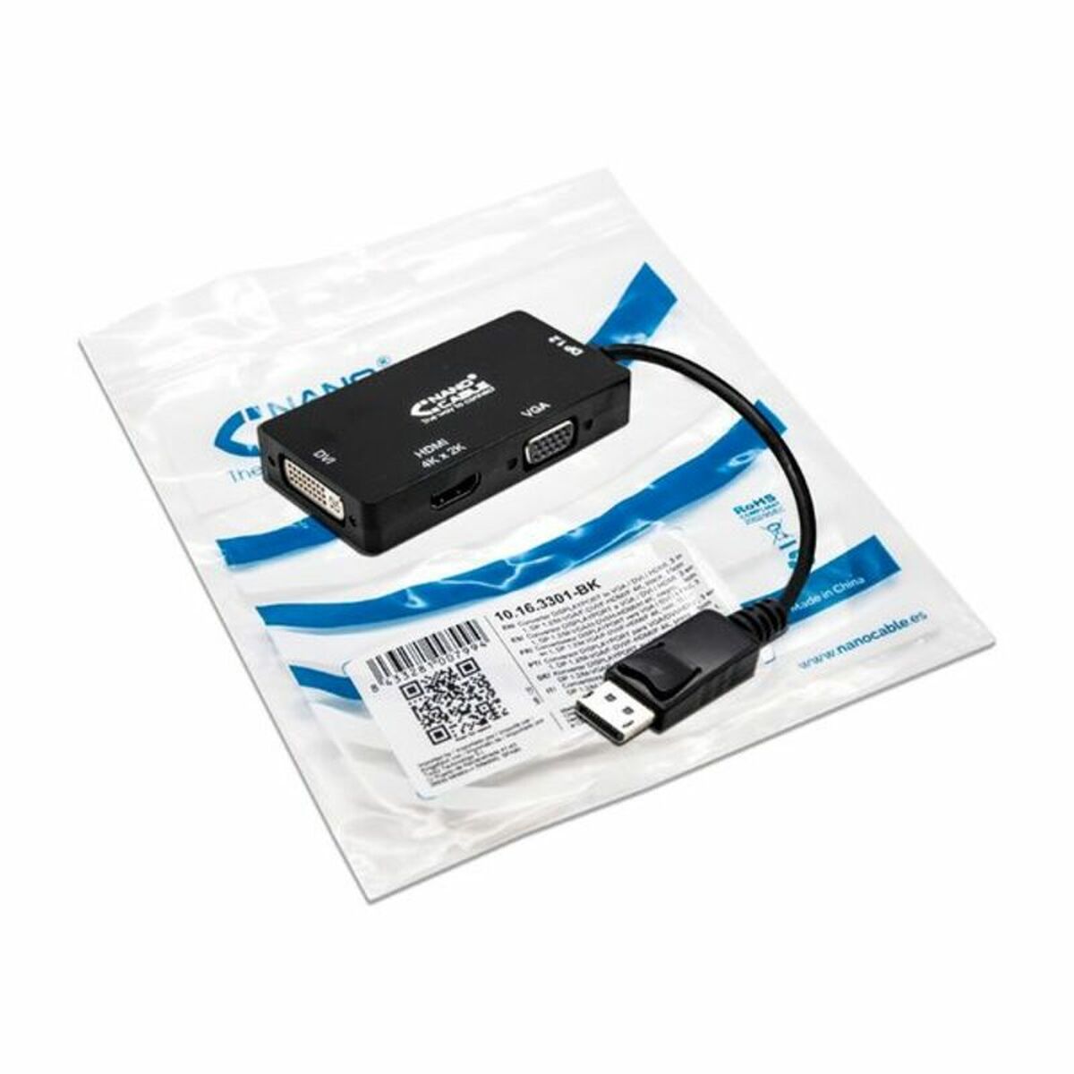 Адаптер для DisplayPort на VGA/DVI/HDMI 3 en 1 NANOCABLE 10.16.3301-BK Чёрный-2
