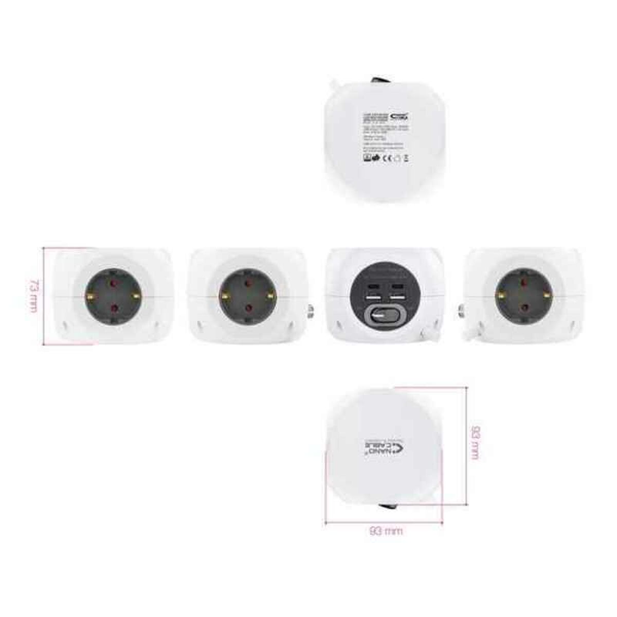 Socket outlet unit, 3 positions, with NANOCABLE 10 switch. 37. 0001 1.4 m White-3