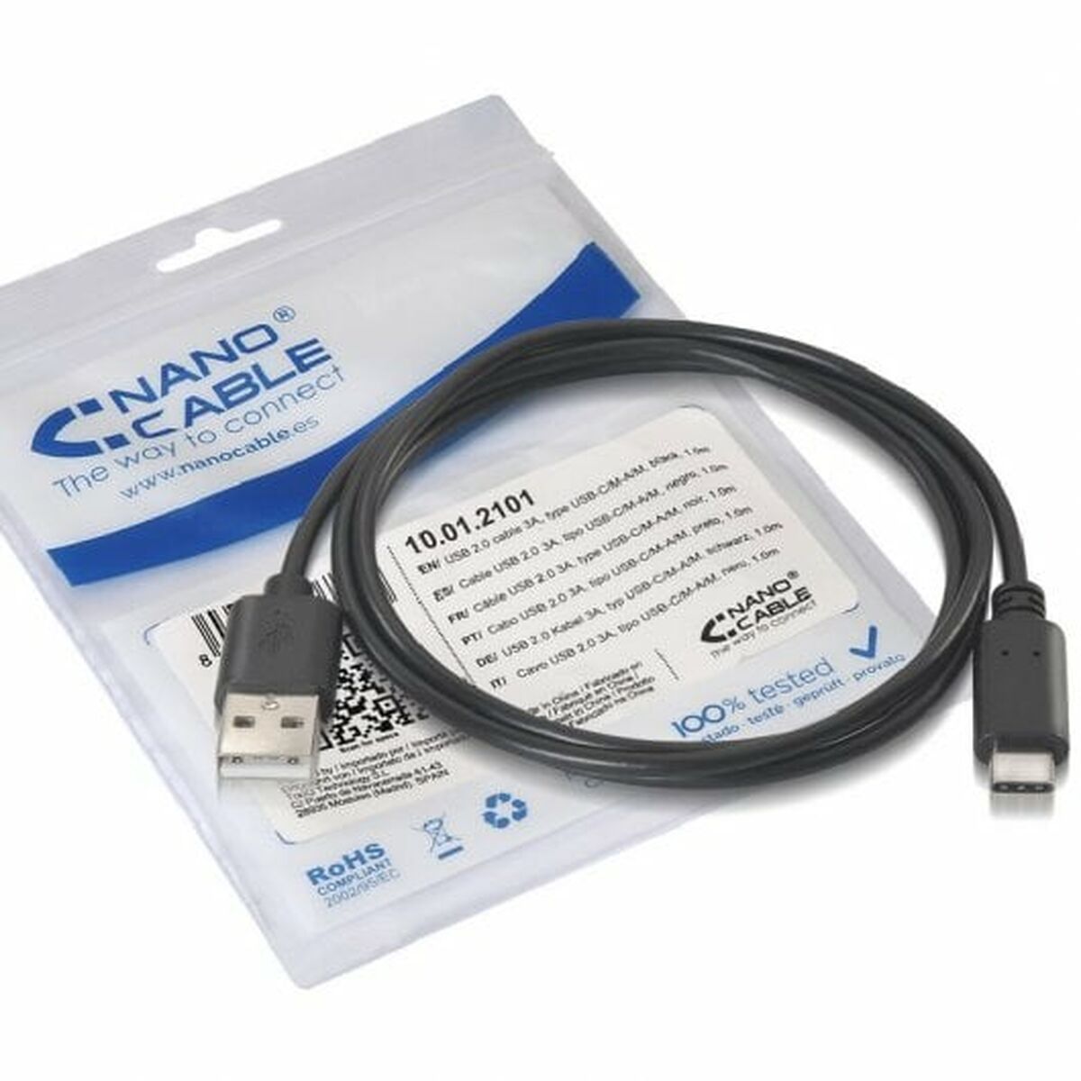 Кабель USB A — USB-C NANOCABLE 10.01.2102 Чёрный 2 m-2