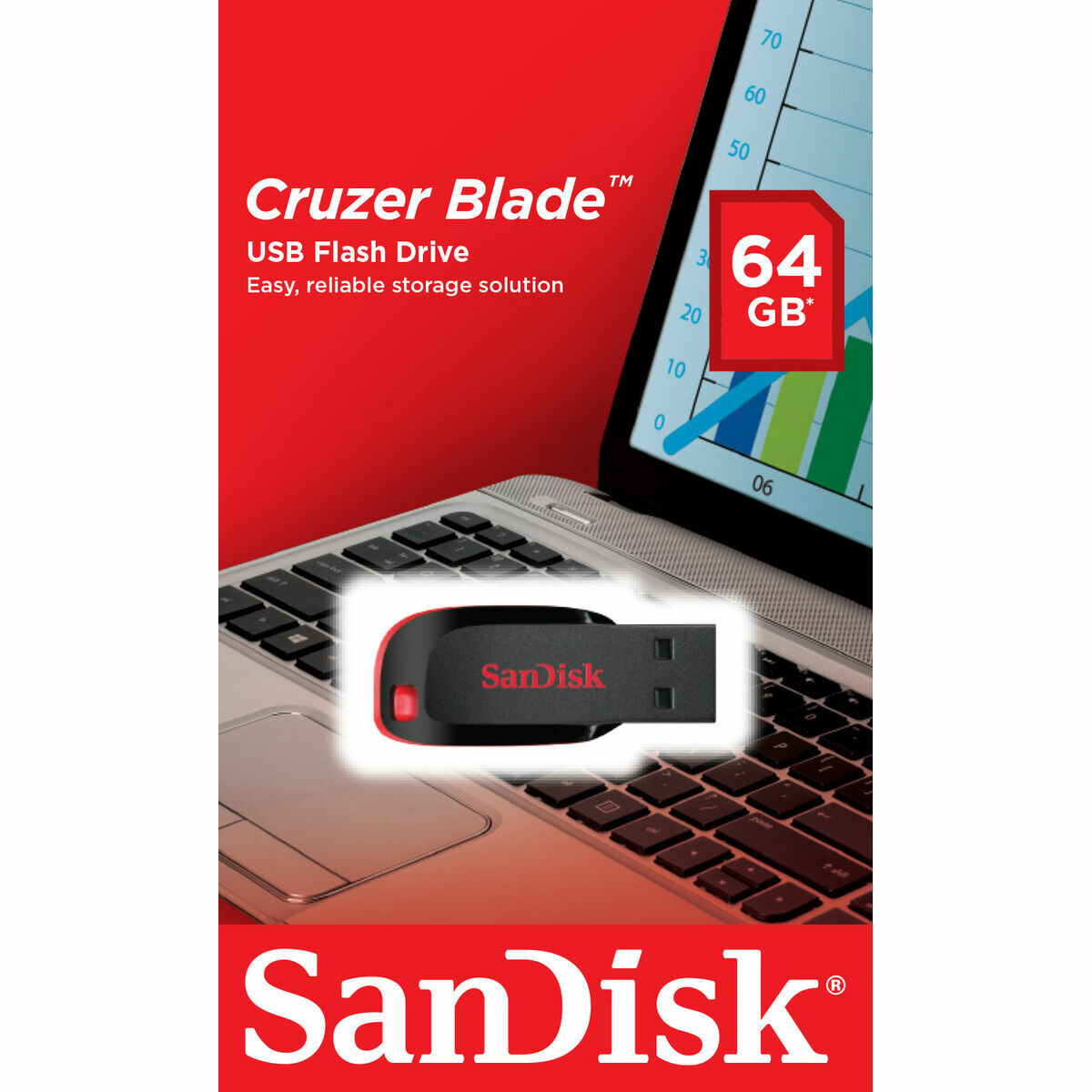 Pendrive SanDisk Cruzer Blade Чёрный 64 Гб-2