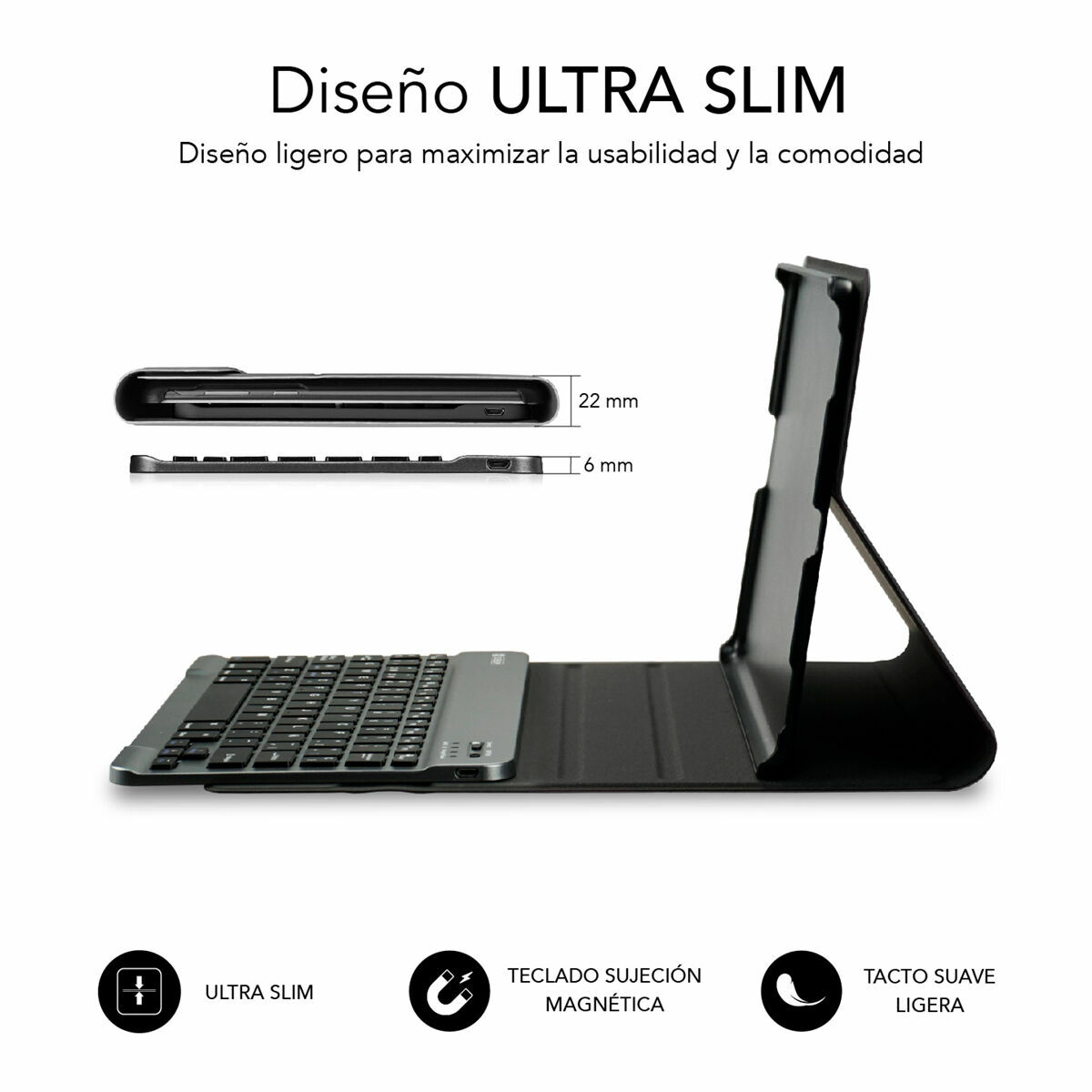 Чехол для планшета с клавиатурой Subblim SUBKT3-BTL300 Чёрный Испанская Qwerty QWERTY 10,6-2