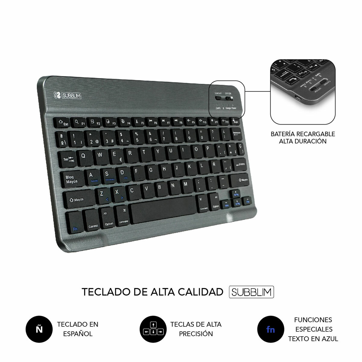 Чехол для планшета с клавиатурой Subblim SUBKT3-BTL300 Чёрный Испанская Qwerty QWERTY 10,6-5