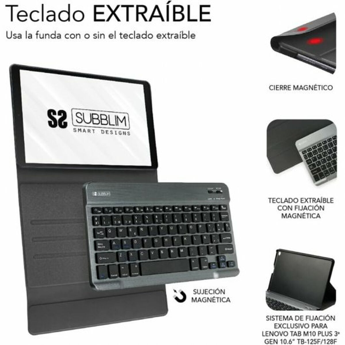 Чехол для планшета с клавиатурой Subblim SUBKT3-BTL300 Чёрный Испанская Qwerty QWERTY 10,6-6
