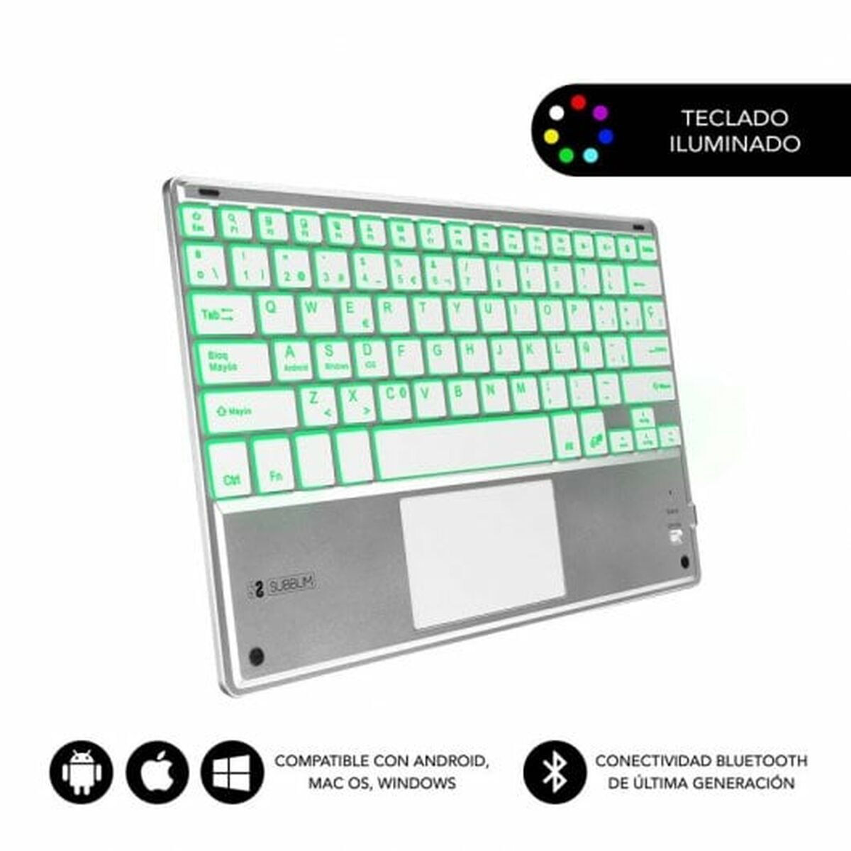 Bluetooth-клавиатура с подставкой для планшета Subblim SUB-KBT-SMBT50 Серебристый Испанская Qwerty QWERTY-2