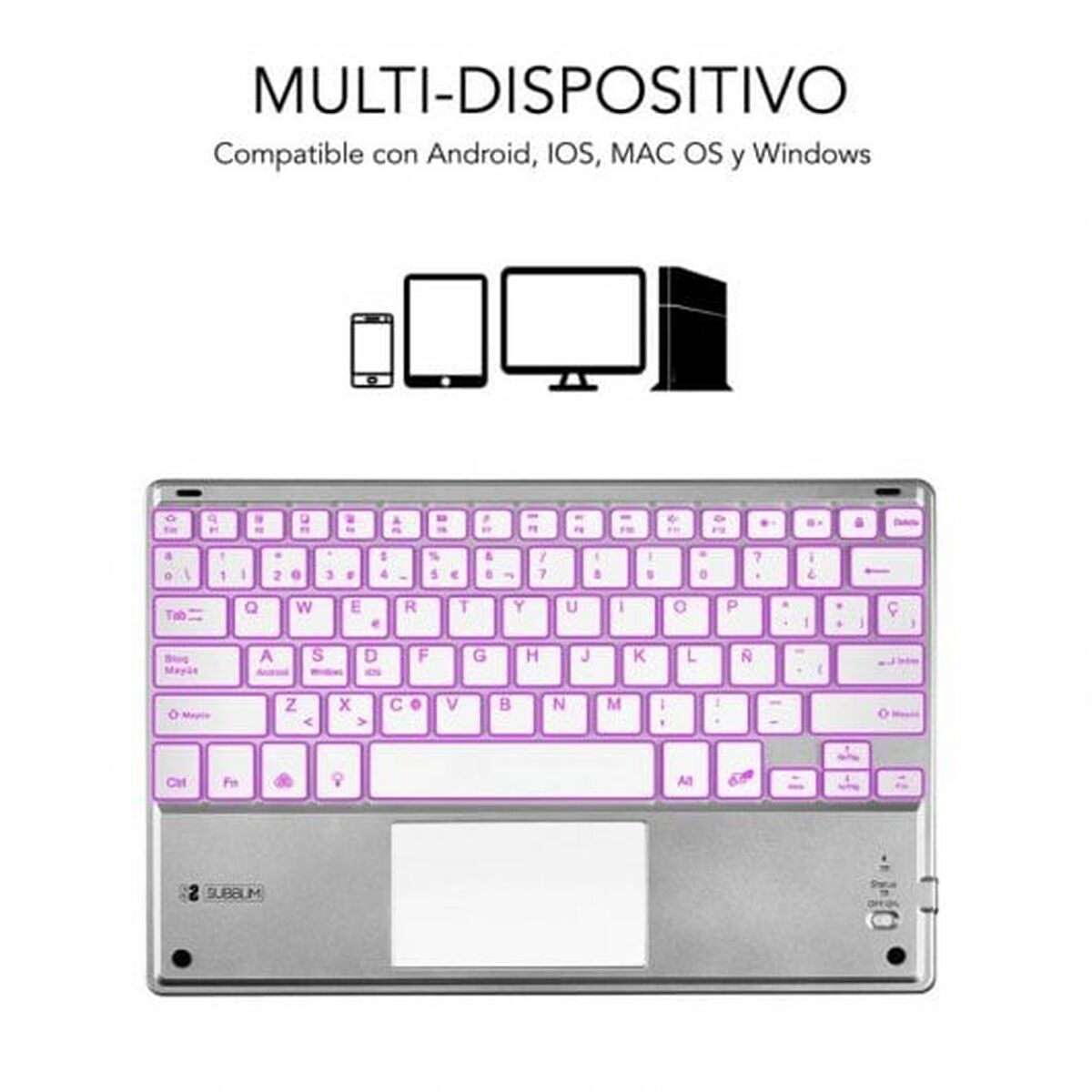 Bluetooth-клавиатура с подставкой для планшета Subblim SUB-KBT-SMBT50 Серебристый Испанская Qwerty QWERTY-3