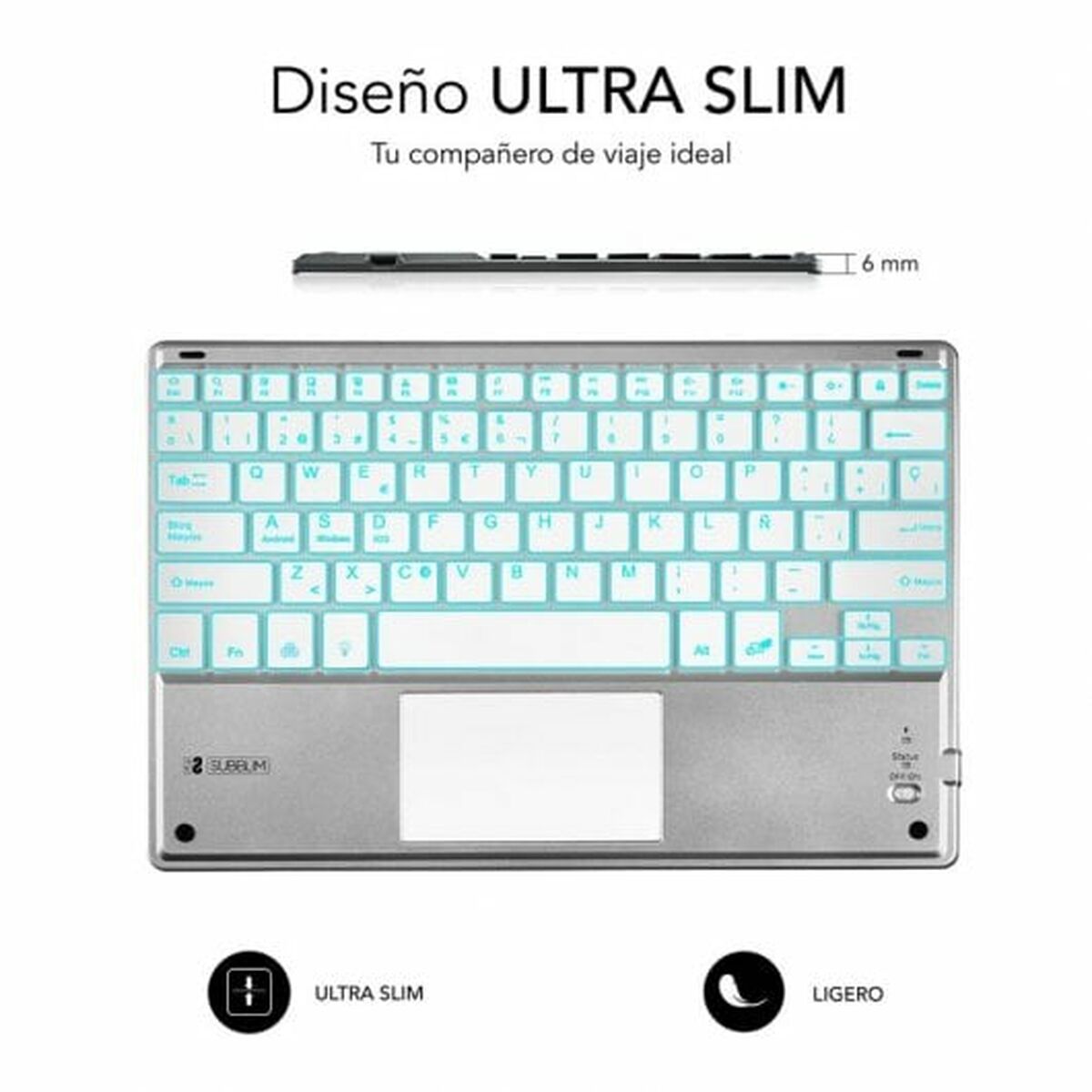 Bluetooth-клавиатура с подставкой для планшета Subblim SUB-KBT-SMBT50 Серебристый Испанская Qwerty QWERTY-4
