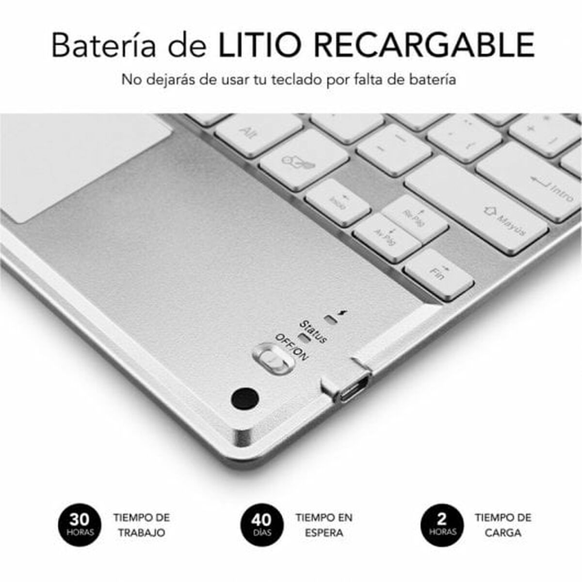 Bluetooth-клавиатура с подставкой для планшета Subblim SUB-KBT-SMBT50 Серебристый Испанская Qwerty QWERTY-8