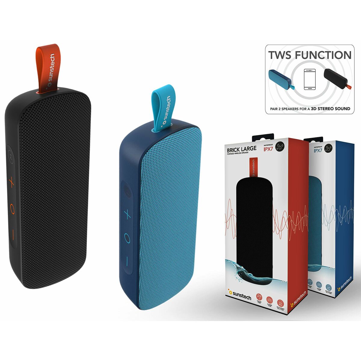 Портативный Bluetooth-динамик Sunstech BRICKLARGEBL Синий 2100 W 4 W 10 W-7