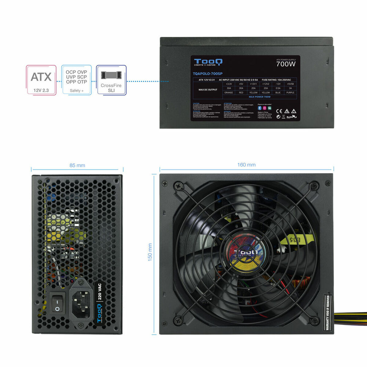 Источник питания TooQ TQAPOLO-700SP 700 W CE - RoHS 700W-3