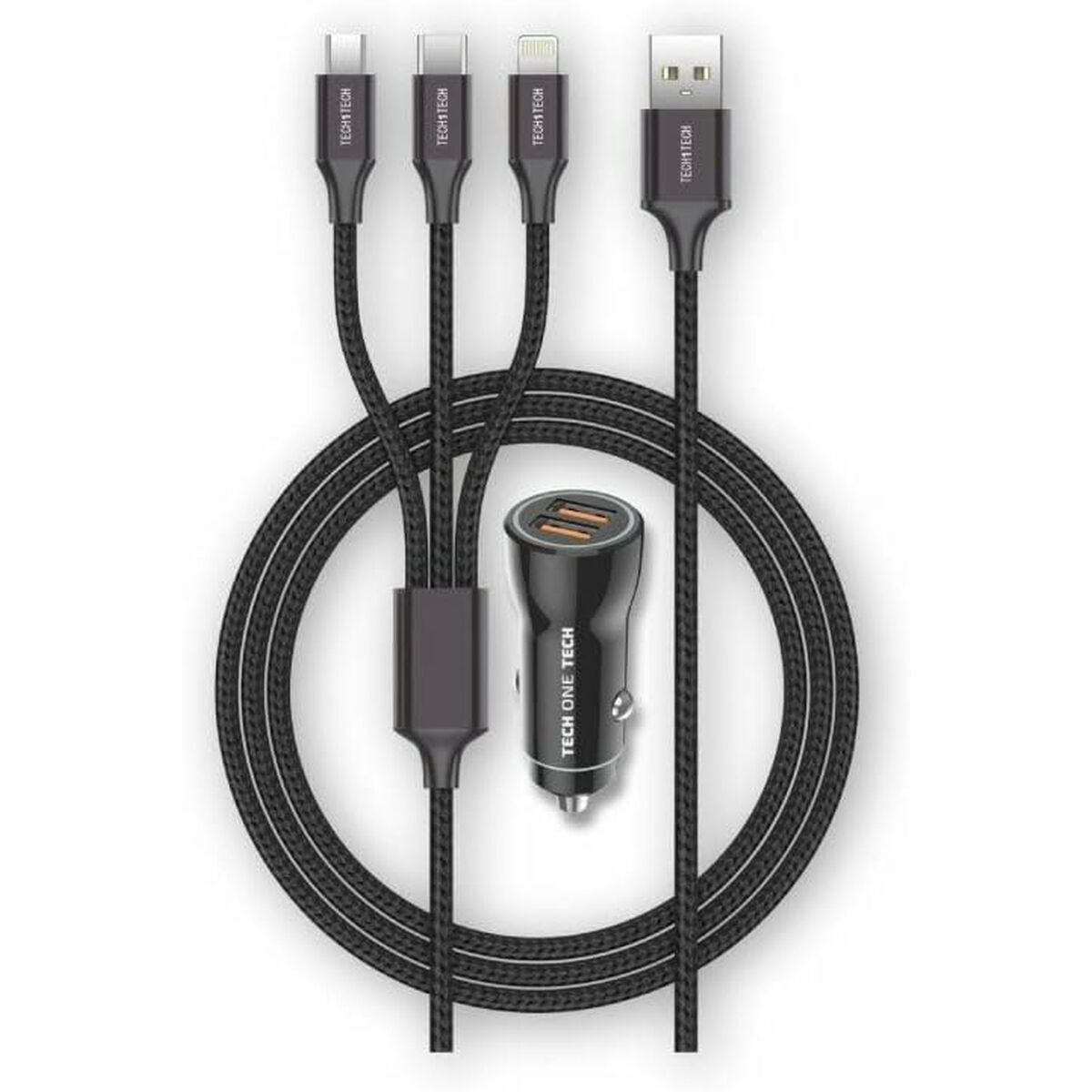 Универсальное USB-зарядное для авто + кабель Tech One Tech TEC2810 Двойное USB x 2-2