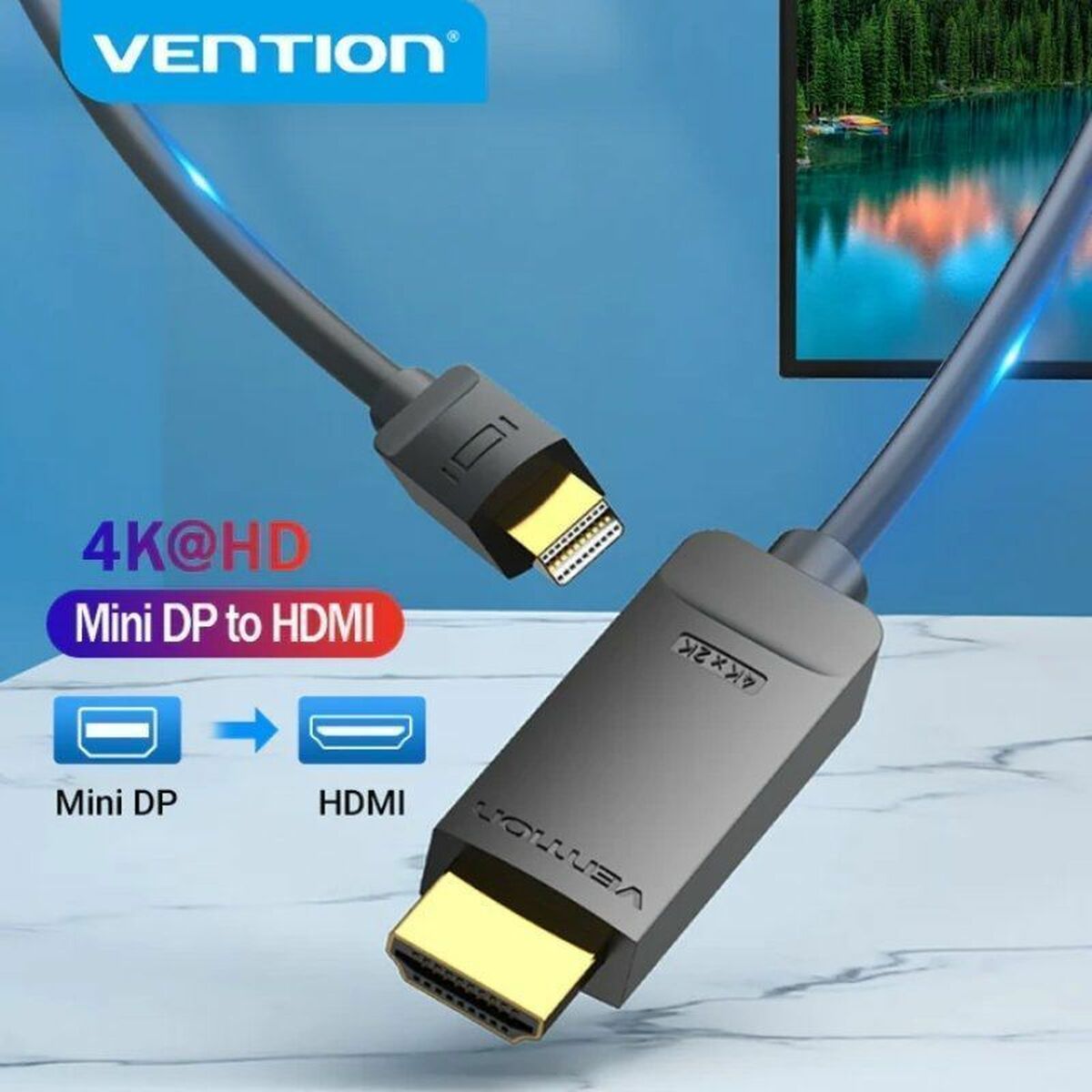 Адаптер Mini DisplayPort — HDMI Vention HAHBG Чёрный 1,5 m-4