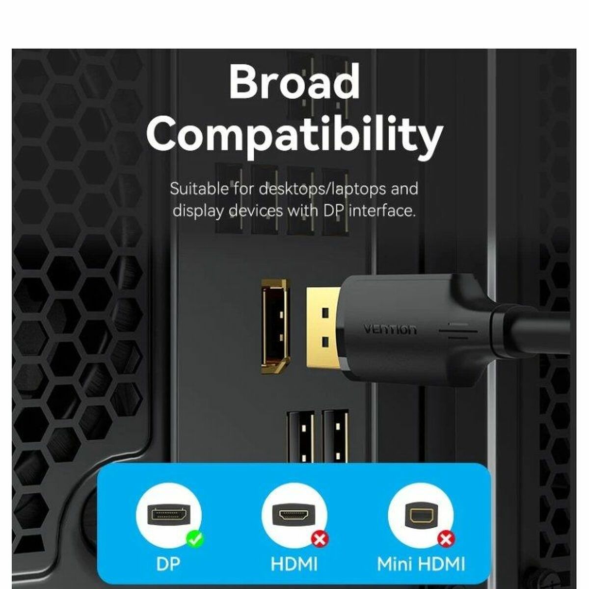 Кабель Displayport Vention HAKBF Чёрный 1 m-5