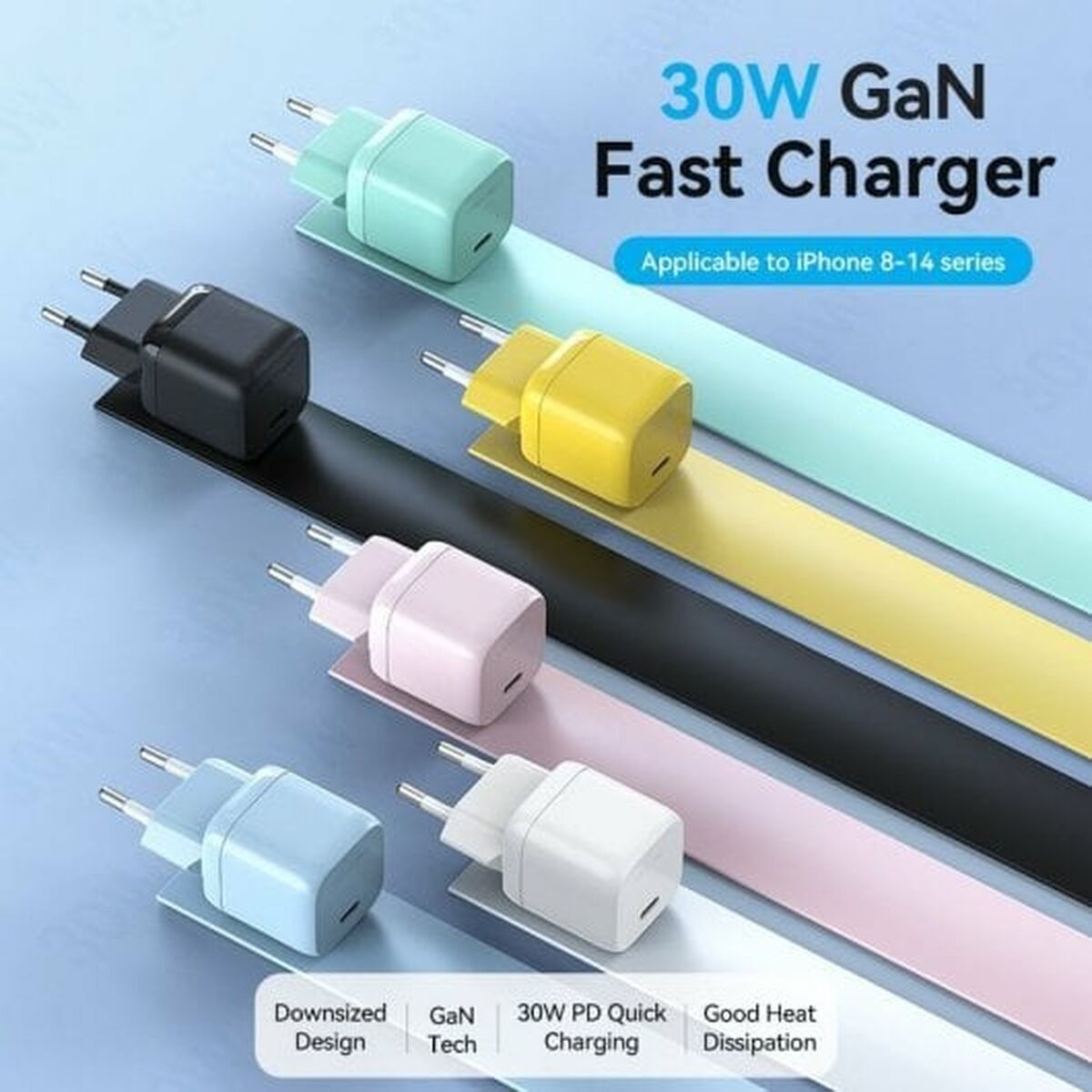 Сетевое зарядное устройство Vention FAKL0-EU Синий 30 W USB-C-2