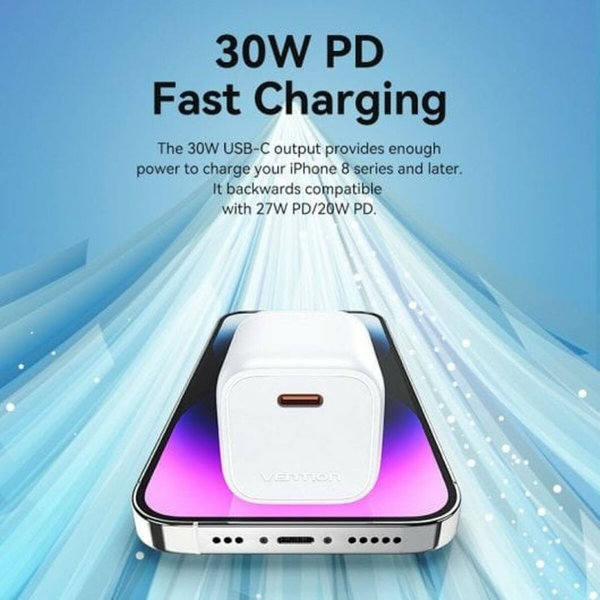 Сетевое зарядное устройство Vention FAKL0-EU Синий 30 W USB-C-4