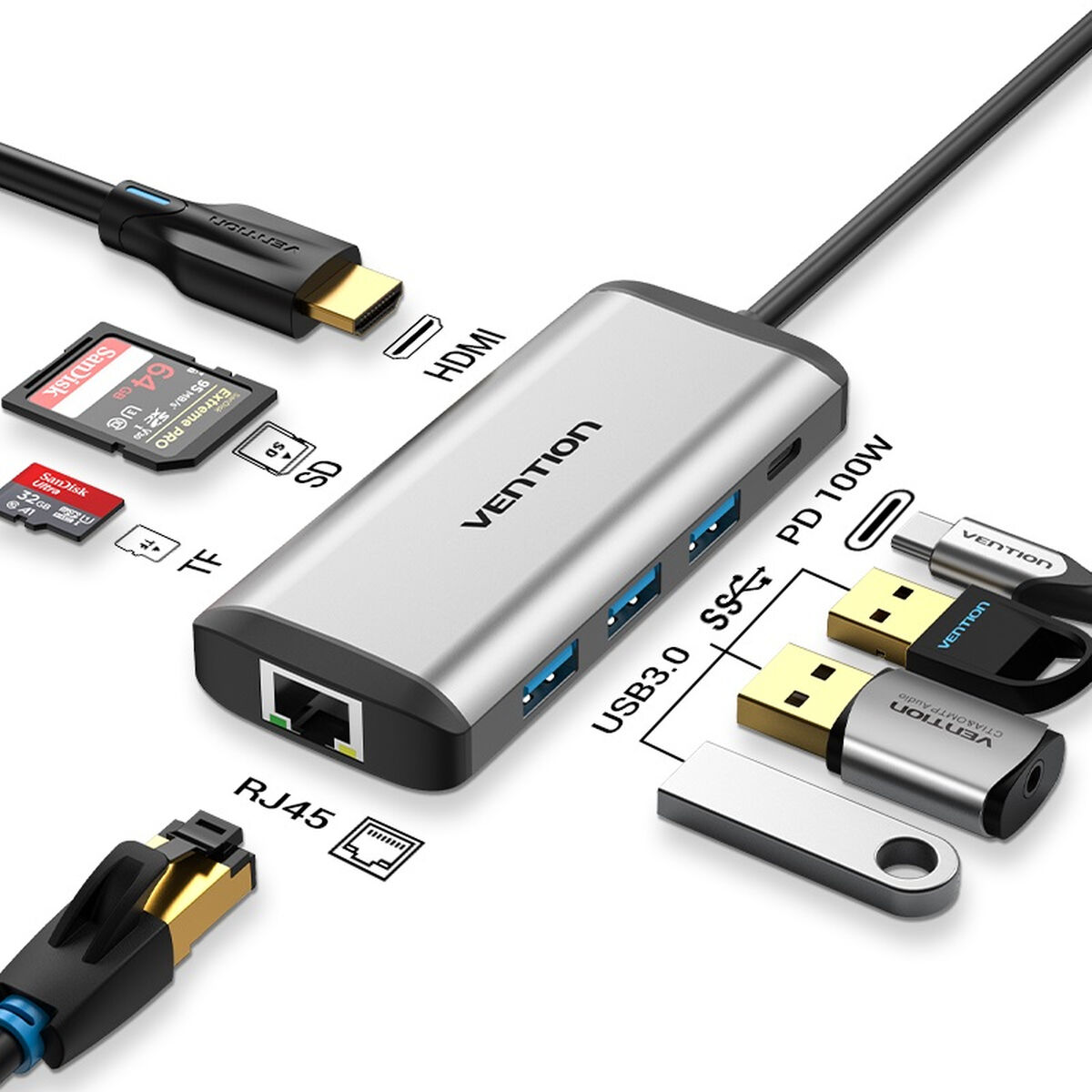 USB-разветвитель Vention CNDHB Серебристый-2