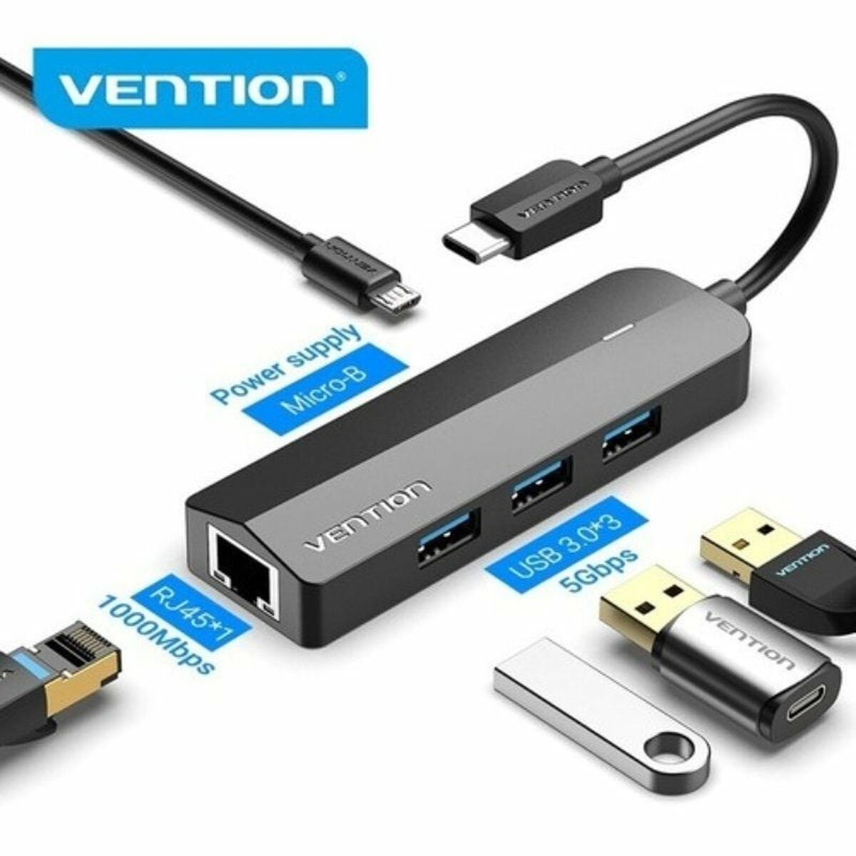 USB-разветвитель Vention TGPBB Чёрный (1 штук)-2