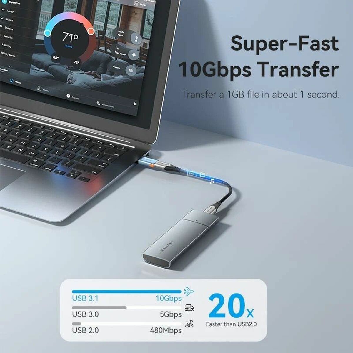 Адаптер USB - USB-C Vention CUAH0-3