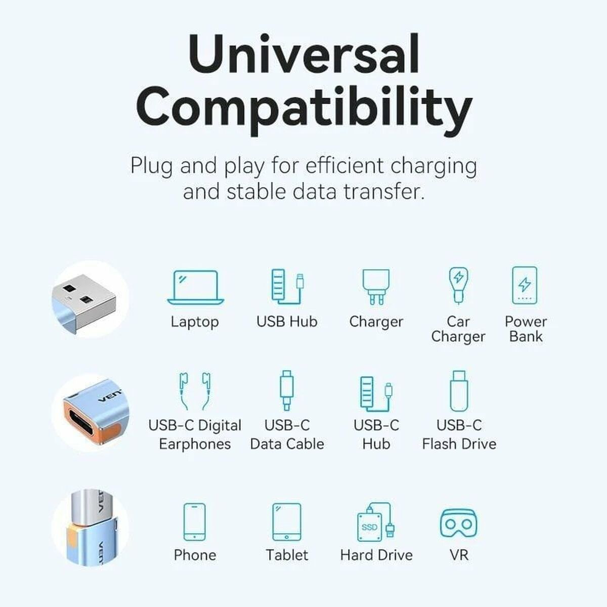 Адаптер USB - USB-C Vention CUAH0-5