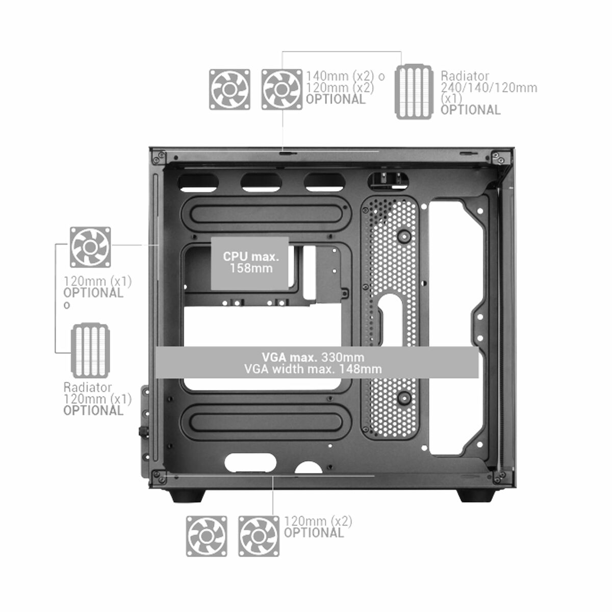 Блок полубашня ATX Galileo Mars Gaming MCVIEW Чёрный-2