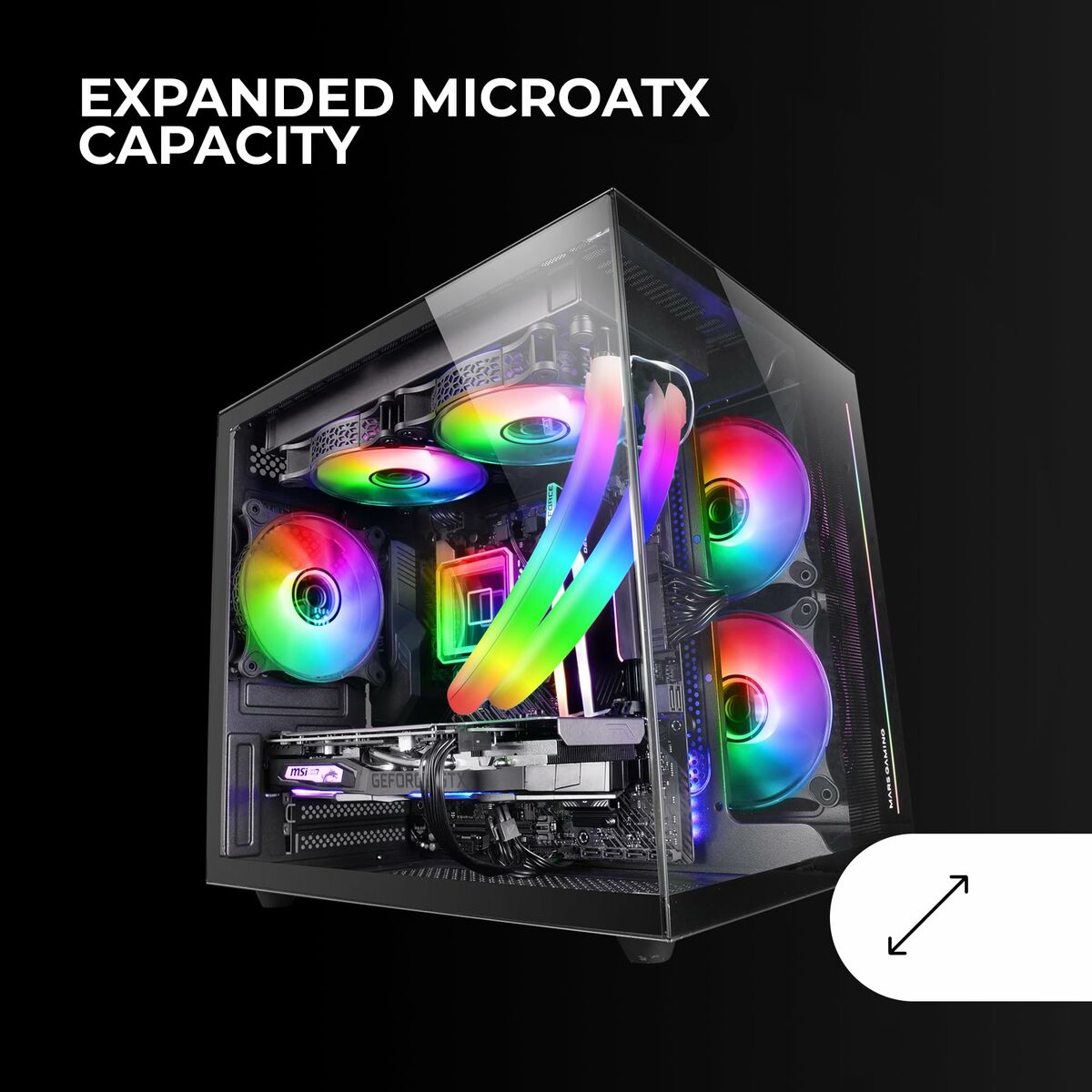 Блок полубашня ATX Galileo Mars Gaming MCVIEW Чёрный-3