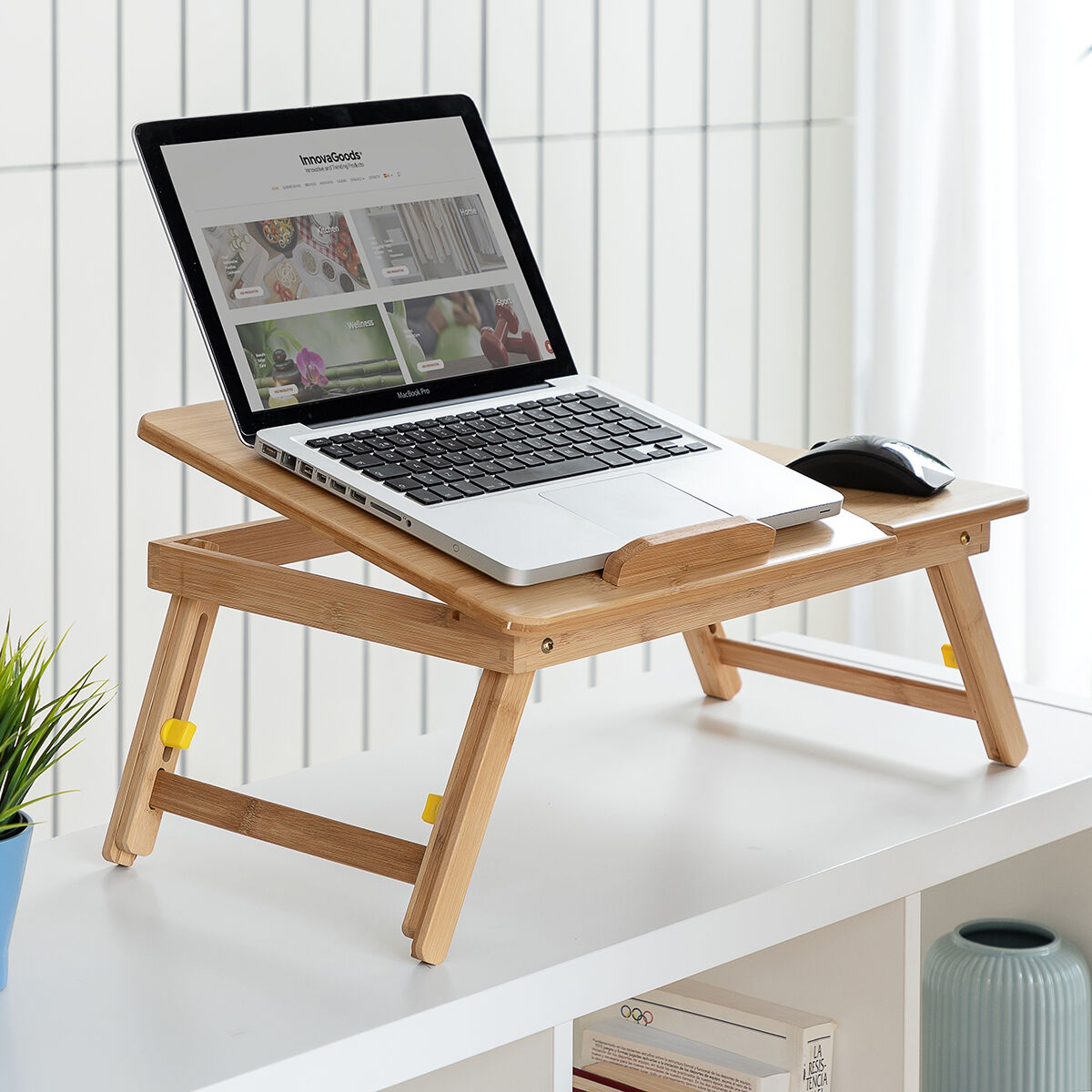 Бамбуковый вспомогательный складной стол Lapwood InnovaGoods-5