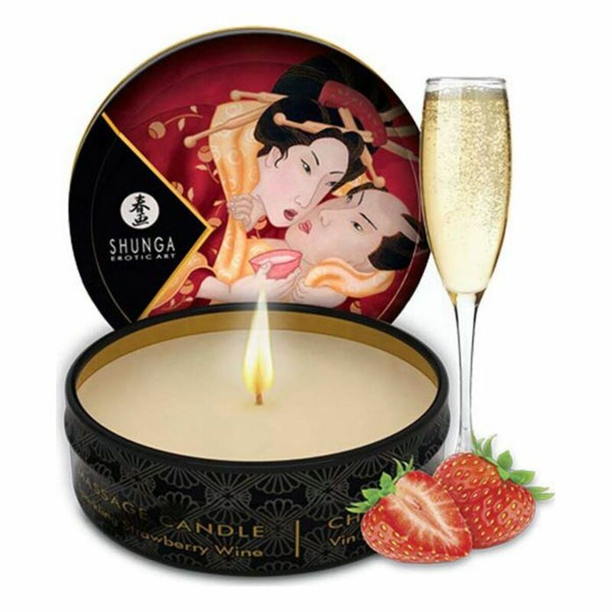 Свеча для массажа Shunga 9046084 Клубника 30 ml-5