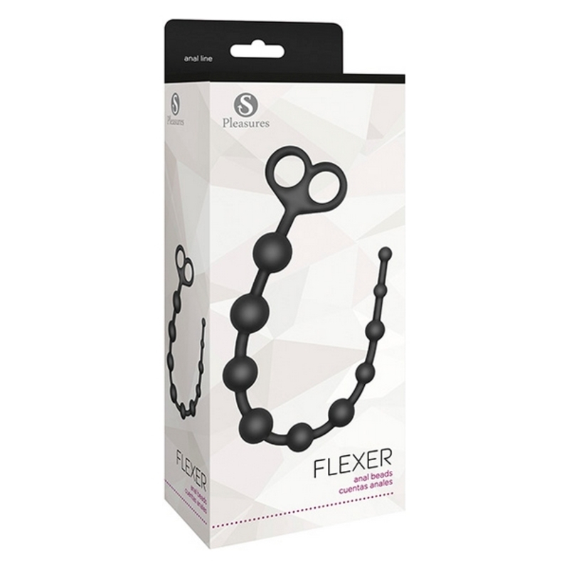 Анальные шары S Pleasures Flexer Чёрный Силикон-2