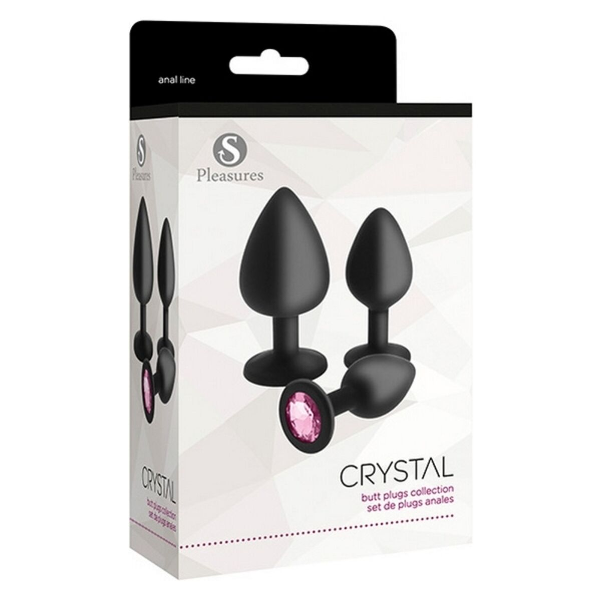 Анальный пробка S Pleasures Crystal Чёрный (3 pcs)-2
