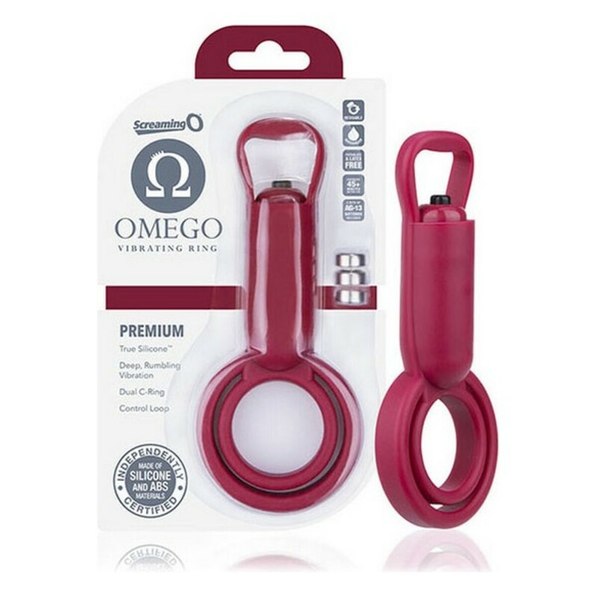 Vibro ring for penis The Screaming O Omego Maroon-3