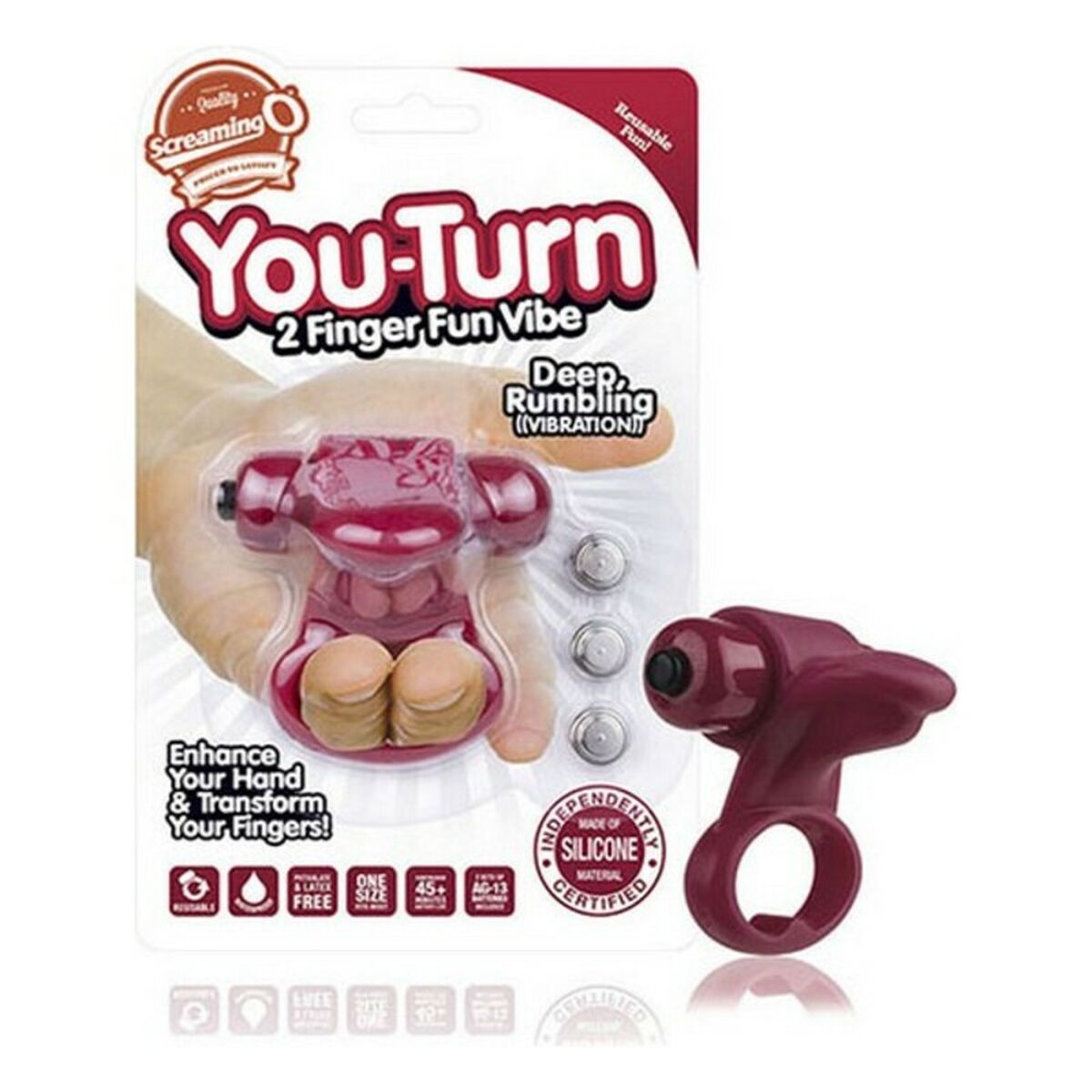 Вибратор-палец Orb The Screaming O You Turn Тёмно Бордовый-3