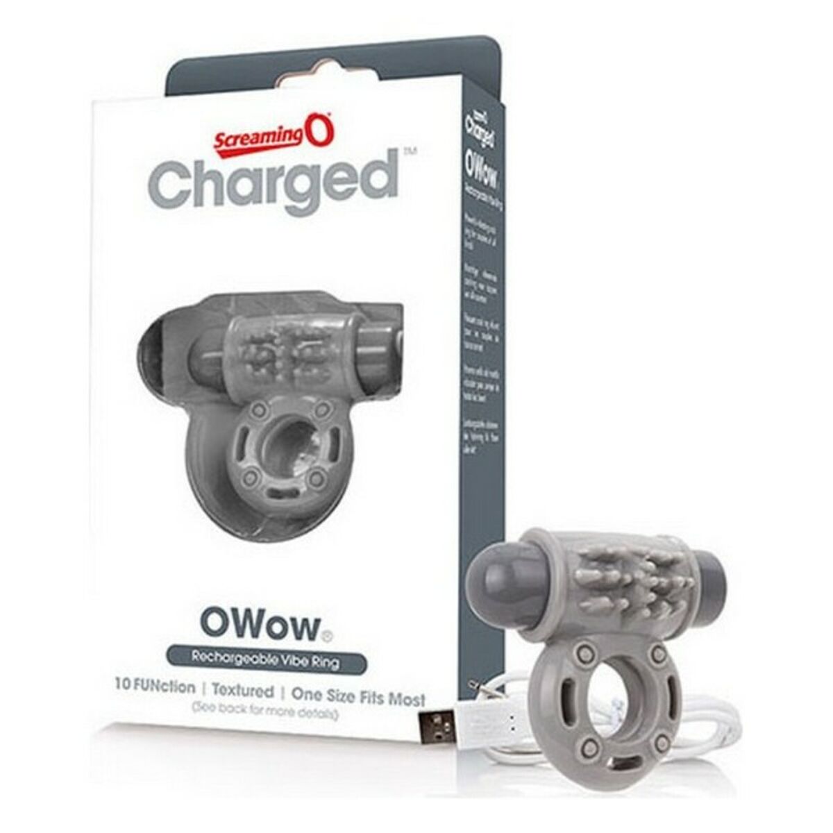 Виброкольцо для пениса The Screaming O Charged Owow Серый-3